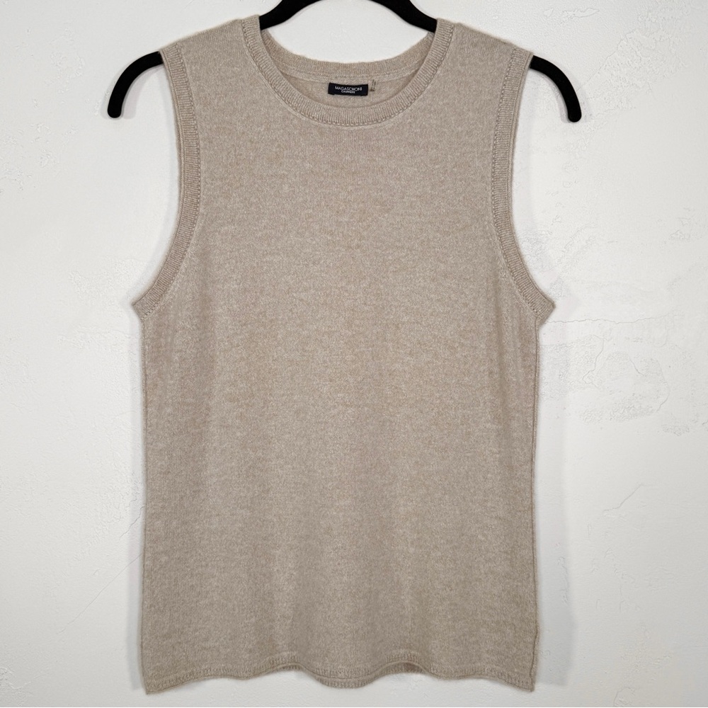 Magaschoni 100% Cashmere Crew Neck Sleeveless Tank Top